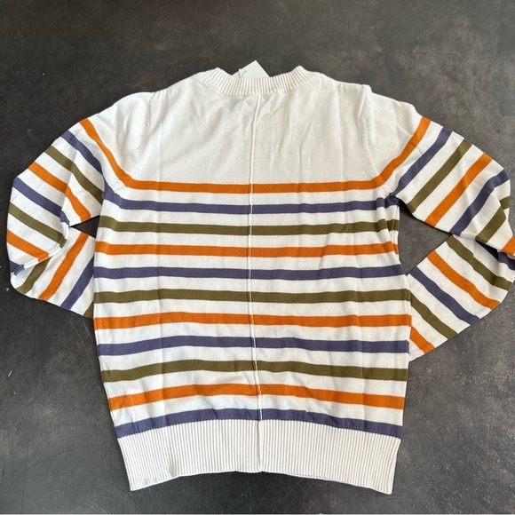 NWT Pact 100% Organic Cotton Classic Fine Knit Crew Neck Stripe Pullover Sweater - Picture 2 of 11